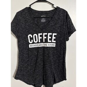 Apt. 9 Womens Coffee Because Adulting Is Hard Graphic Tee Gray Space Dye Large